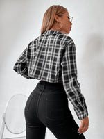 Tartan Print Crop Blouse