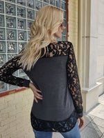 Guipure Lace Yoke Round Neck Top