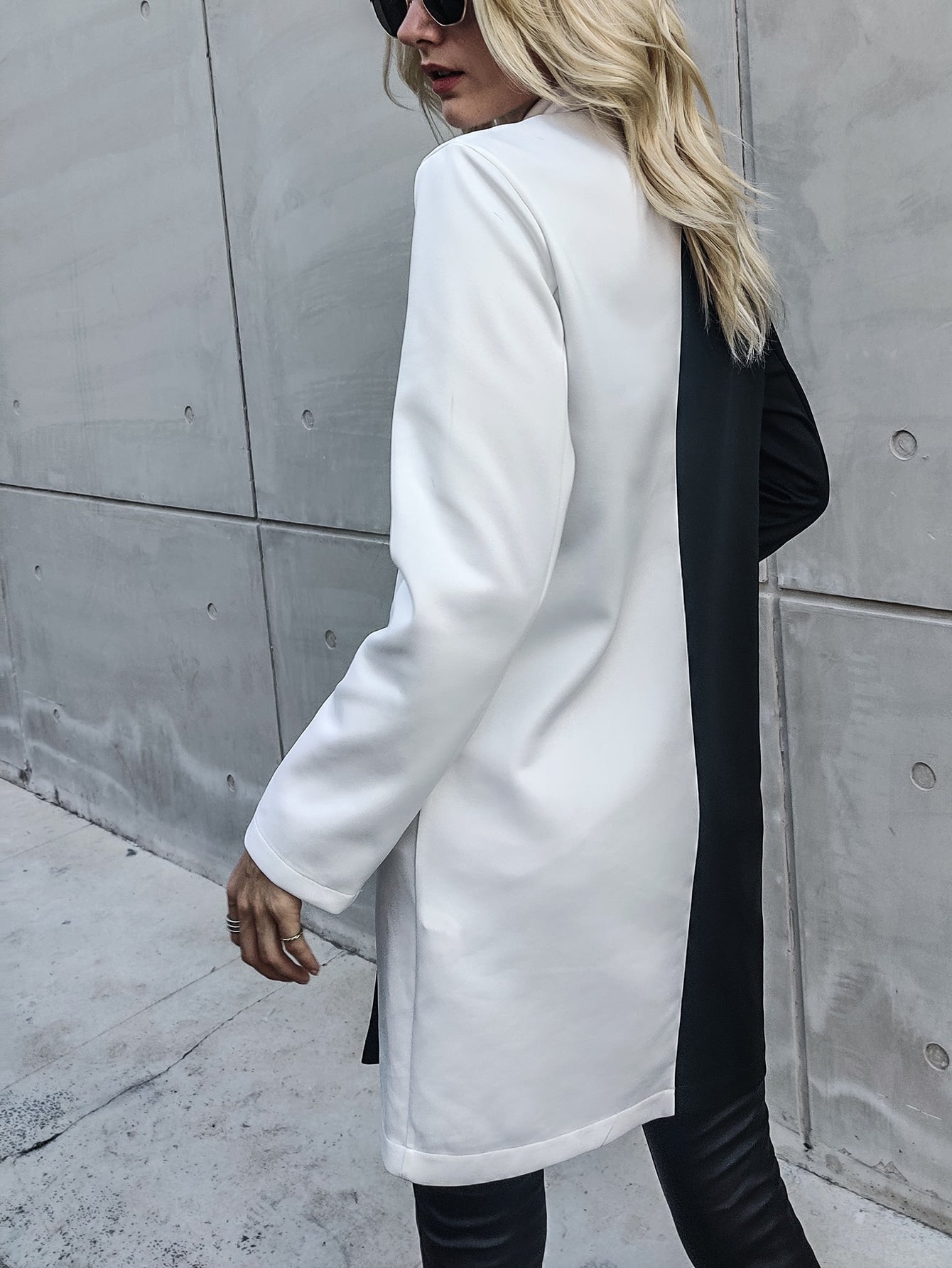 Two Tone Double Breasted Longline Blazer