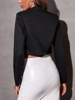 Chain Detail Double Button Crop Blazer