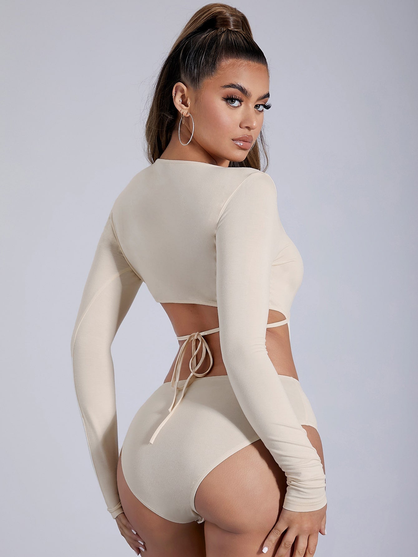 Cutout Tie Back Bodysuit