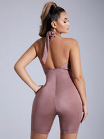 Criss Cross Cut Out Backless Halter Romper