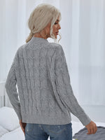 Mock Neck Cable Knit Solid Sweater