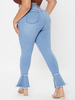 Plus Ripped High Waist Flare Leg Jeans