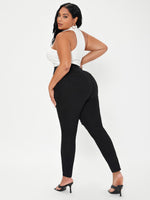 Plus High Waist Solid Cut Out Skinny Jeans