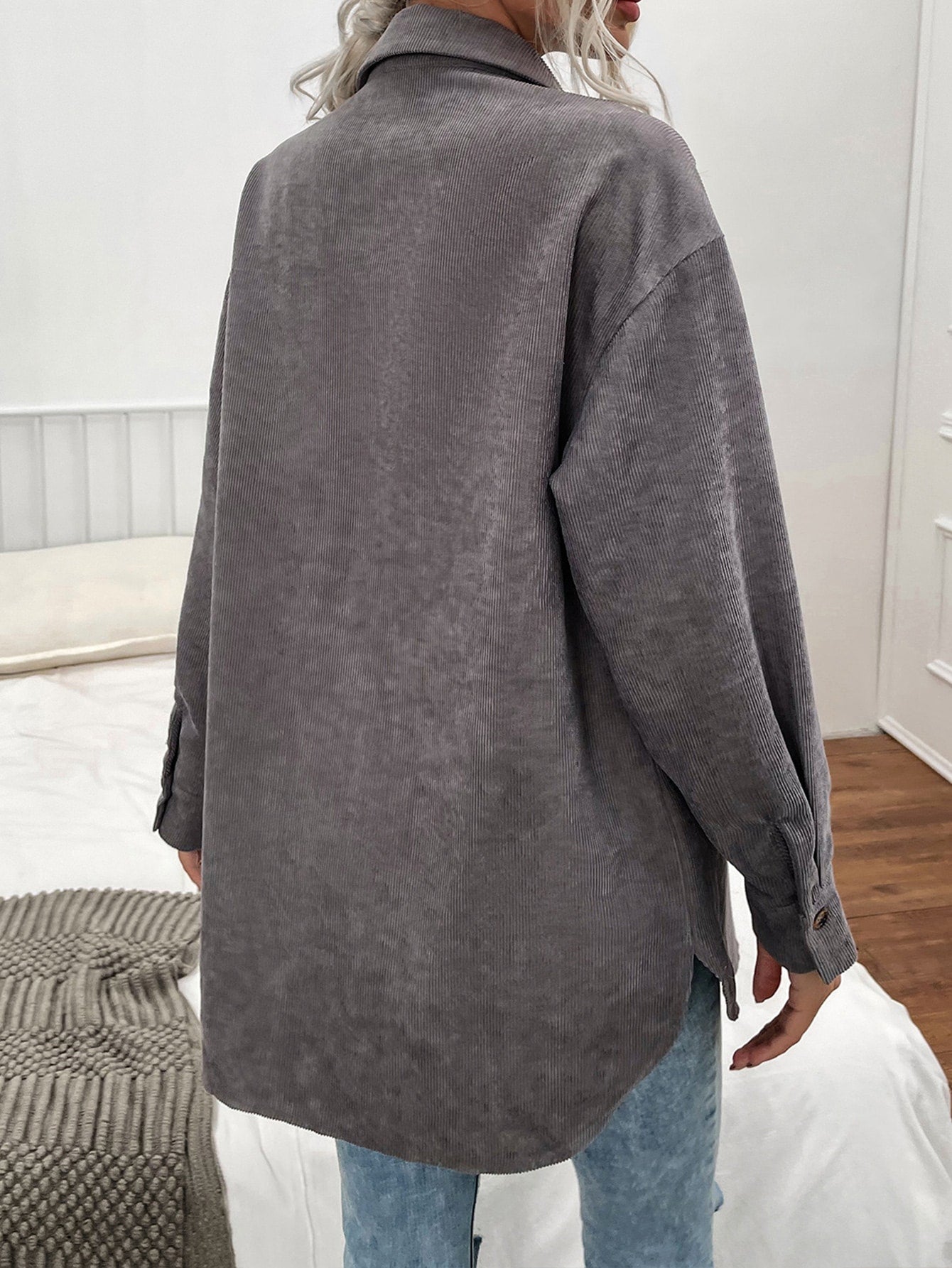 Flap Pocket Drop Shoulder Coat