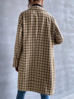 Plaid Double Breasted Lapel Neck Overcoat