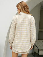 Plaid Pattern Flap Detail Tweed Overcoat