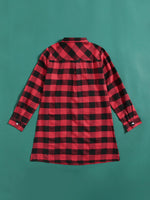 Buffalo Plaid Half Button Blouse