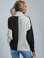 Turtleneck Two Tone Drop Shoulder Sweater