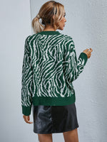 Zebra Stripe Drop Shoulder Sweater