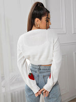 Strawberry Patch Drop Shoulder Crop Cardigan