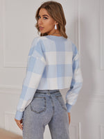 Drop Shoulder Buffalo Plaid Cardigan