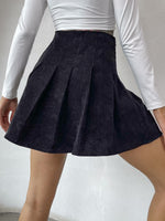 High Waist Fold Pleated Corduroy Skirt