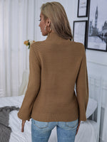 Solid Mock Neck Lantern Sleeve Sweater