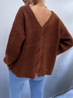 Cross Wrap Back Drop Shoulder Sweater