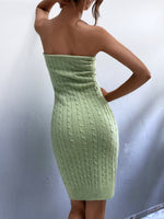 Cable Knit Button Front Tube Sweater Dress Without Top