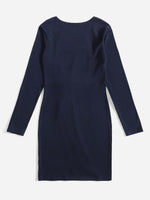 Tie Front Ribbed Knit Dress