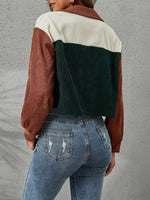 Color Block Button Front Corduroy Jacket