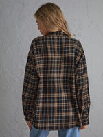 Tartan Pocket Front Drop Shoulder Blouse