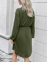 Single Button Drop Shoulder Knot Front Dress