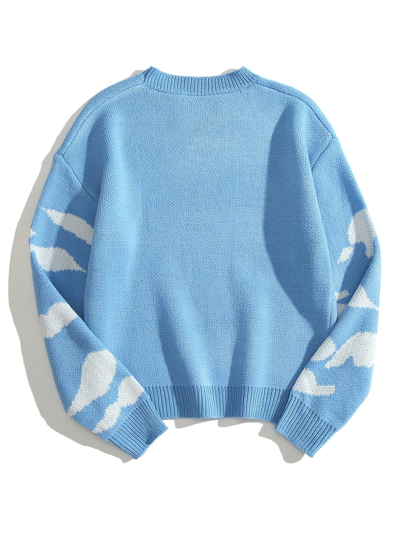 Rainbow & Cloud Pattern Drop Shoulder Sweater