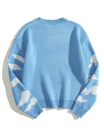 Rainbow & Cloud Pattern Drop Shoulder Sweater