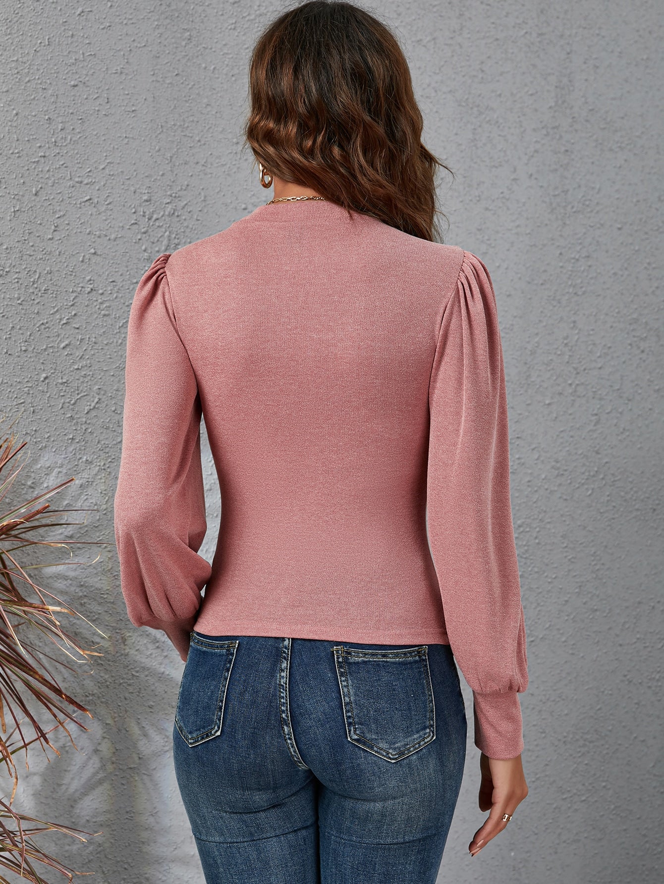 Solid Puff Sleeve Slim Fit Tee