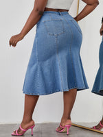 Plus Mermaid Hem Denim Skirt