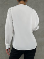 Eyelet Embroidered Peter-pan Collar Bishop Sleeve Blouse