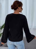 Guipure Lace Trim Drop Shoulder Top
