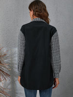 Plaid Pattern Flap Detail Drawstring Waist Blouse