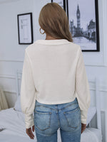 Solid Lantern Sleeve Crop Top