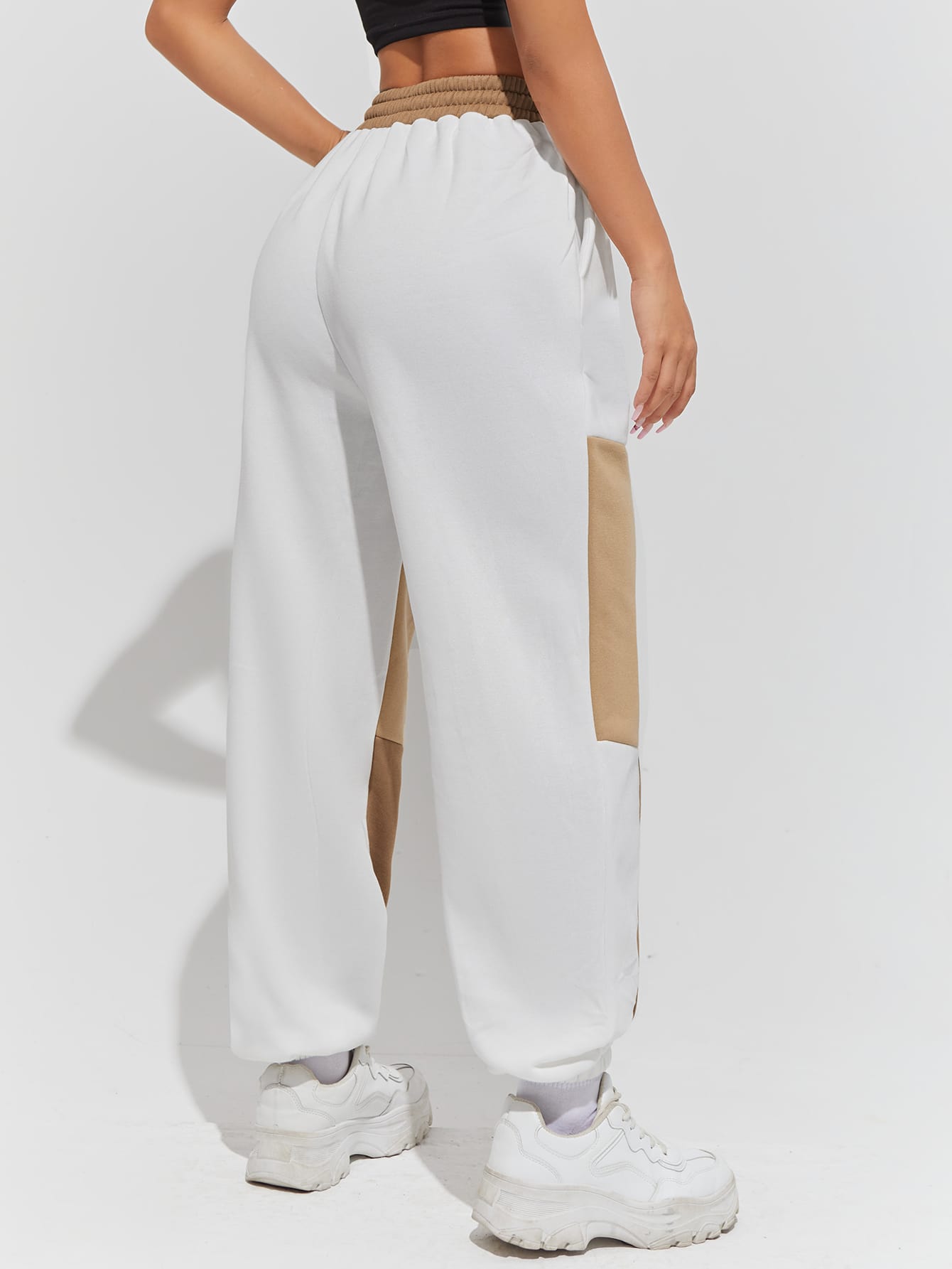 Color Block Slant Pocket Drawstring Waist Sweatpants