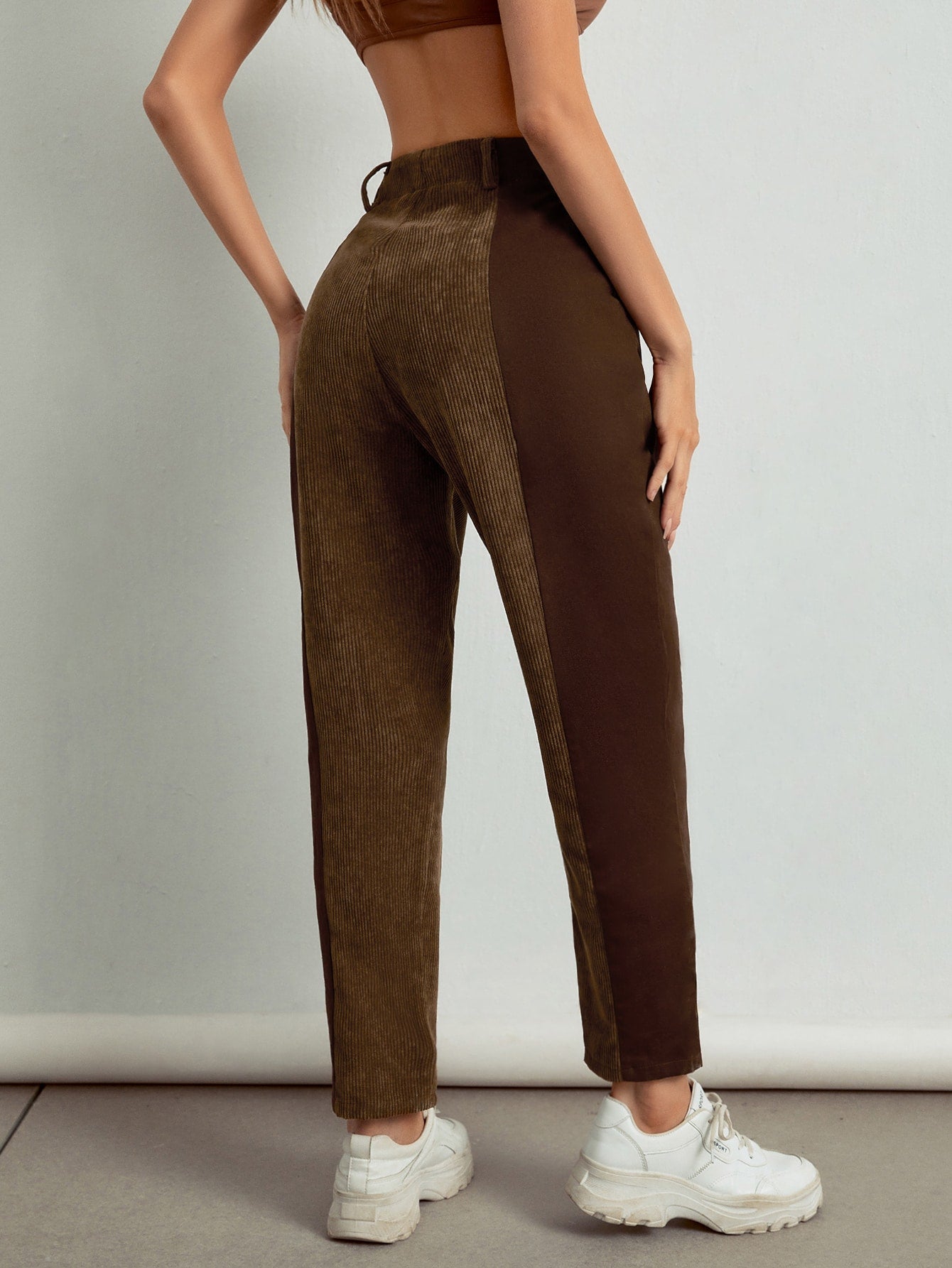 High Waist Corduroy Carrot Pants