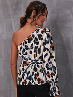 All Over Print One Shoulder Blouse