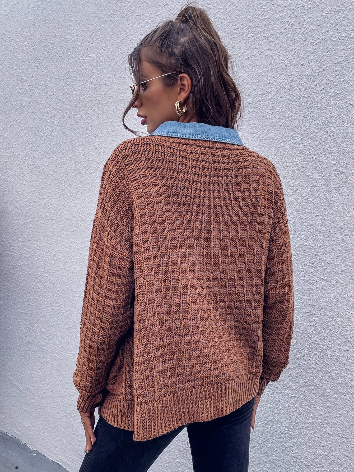 Pocket Side Waffle Knit Cardigan