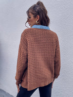 Pocket Side Waffle Knit Cardigan