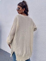 Solid Split Hem Cardigan