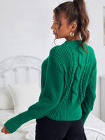Mock Neck Cable Knit Sweater