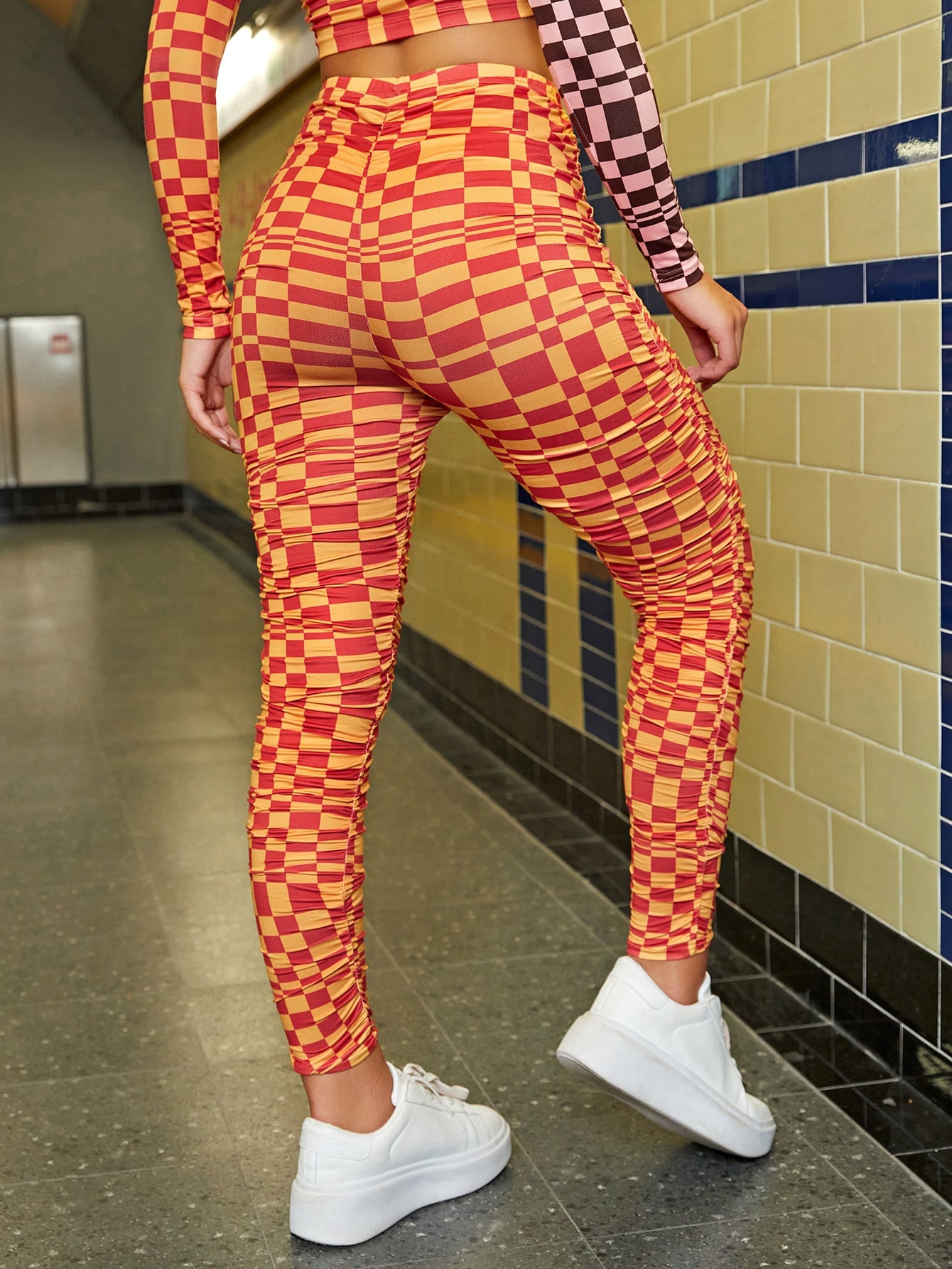 Geo Print Ruched Leggings