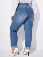 Plus High Waist Raw Cut Jeans