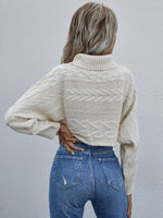 Funnel Neck Cable Knit Sweater