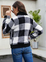 Buffalo Plaid Print Zip Up Flannel Jacket