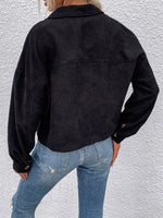 Drop Shoulder Flap Pocket Corduroy Jacket