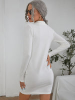 Button Front Solid Sweater Dress