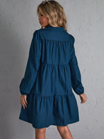 Lantern Sleeve Ruffle Hem Smock Dress