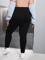 Plus High Waist Cut Out Ripped Raw Trim Skinny Jeans