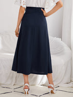 High Waist Single Breasted Plicated Skirt