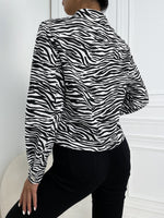 Zebra Striped Flap Detail Jacket